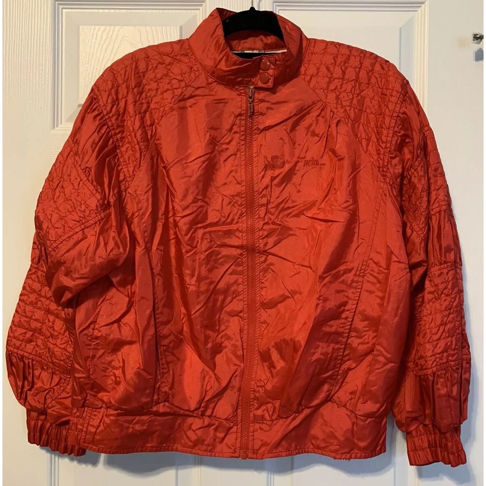 Prince Cross-Sport Tennis Windbreaker Jacket Retro Red Lined Quilted Vintage L